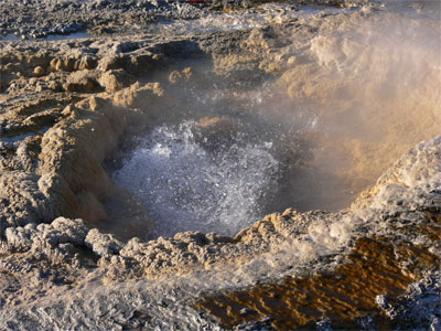 Boiling water coming out of ground