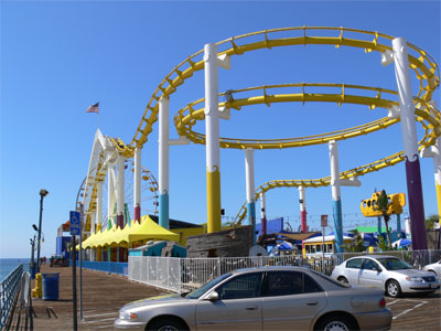 Roller coaster on Santa Monica Pier 