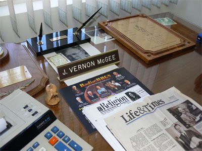 Dr. J. Vernon McGee's desk 