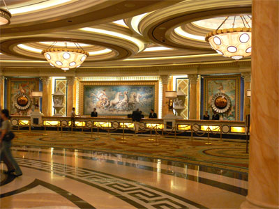 Lobby of Caesars Palace. It looked a lot like a palace. Just for fun we went up to the counter and asked how much a room would be
